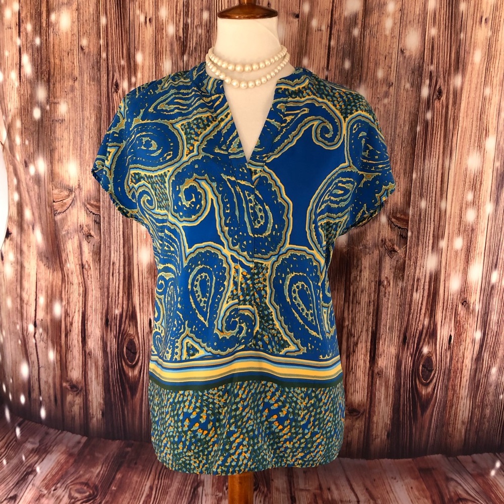 GLAM Blue Multicolor Paisley Top - Picture 2 of 8